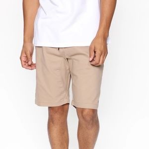 Fashion Nova Drawstring Twill Shorts Khaki